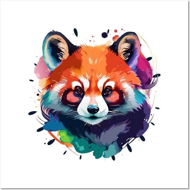 Vibrant Red Panda Watercolor Art Print Wall Art by Hazel the Aesthete